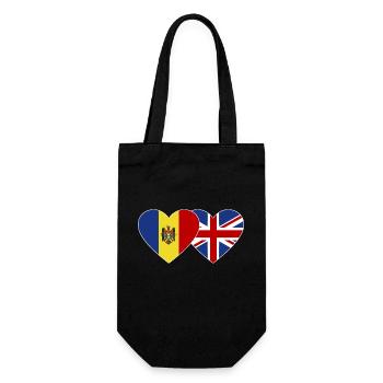 Moldawien England Flagge Herz - Geschenkbeutel für Flaschen - Schwarz - Vorne