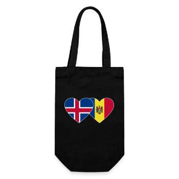 Iceland Moldova Flag Heart - Gift Bag for Bottles - black - Front