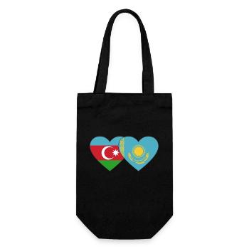 Azerbaijan Kazakhstan Flag Heart - Gift Bag for Bottles - black - Front