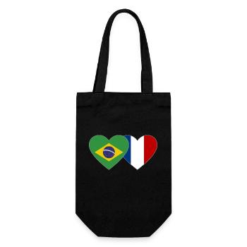 Brésil France Flag Coeur - Sac à bouteille - noir - Devant