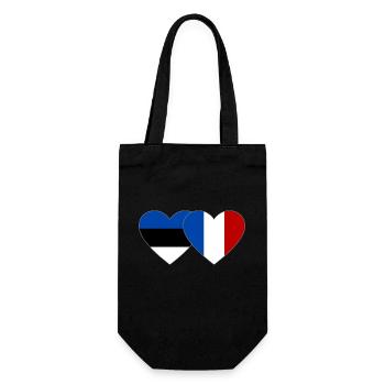 Estonia France Flag Heart - Gift Bag for Bottles - black - Front