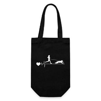 Canicross Trail Running Dog Sport Heartbeat Pulse - Gift Bag for Bottles - black - Front