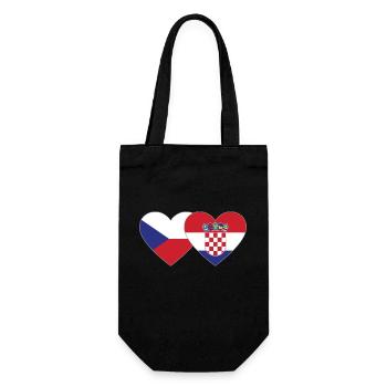Tschechien Kroatien Flagge Herz - Geschenkbeutel für Flaschen - Schwarz - Vorne