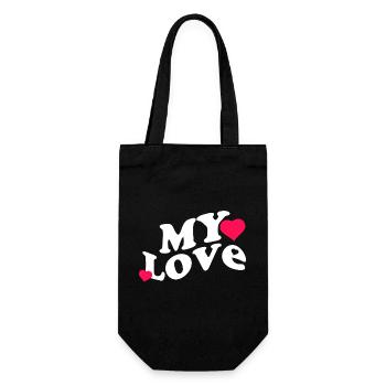 Meine Liebe, Valentinstag, Liebe - Geschenkbeutel für Flaschen - Schwarz - Vorne