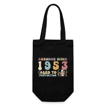 Awesome since 1953 - 70th Birthday - 2023 Groovy - Gift Bag for Bottles - black - Front