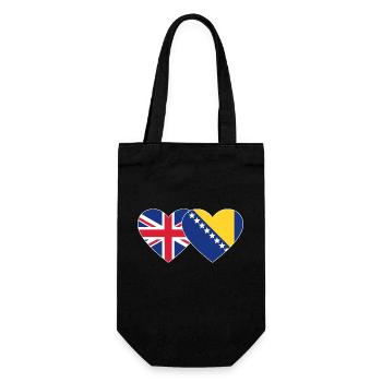 England Bosnia Flag Heart - Gift Bag for Bottles - black - Front