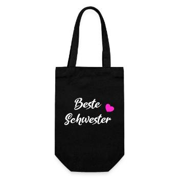Beste Schwester White - Geschenkbeutel für Flaschen - Schwarz - Vorne