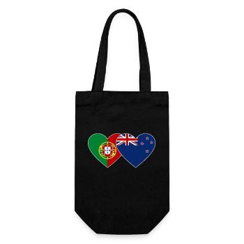 Portugal Neuseeland Flagge Herz - Geschenkbeutel für Flaschen - Schwarz - Vorne