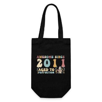 Génial depuis 2011 - 12e anniversaire - 2023 Groovy - Sac à bouteille - noir - Devant