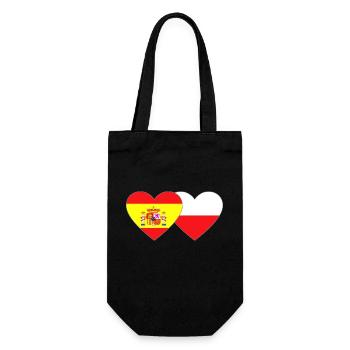 Spanien Polen Flagge Herz - Geschenkbeutel für Flaschen - Schwarz - Vorne