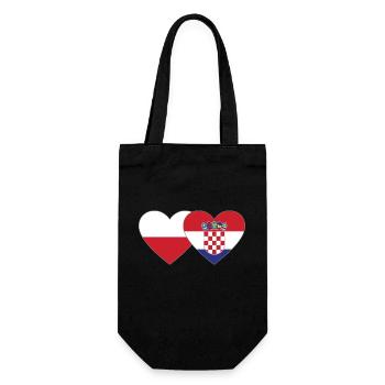 Polen Kroatien Flagge Herz - Geschenkbeutel für Flaschen - Schwarz - Vorne