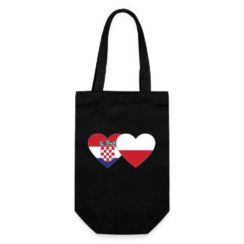 Croatia Poland Flag Heart - Gift Bag for Bottles - black - Front
