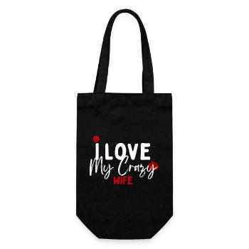 Ich liebe meine verrückte Frau - Geschenkbeutel für Flaschen - Schwarz - Vorne