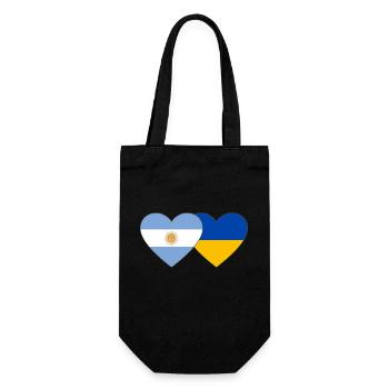 Argentina Ukraine Flag Heart - Gift Bag for Bottles - black - Front