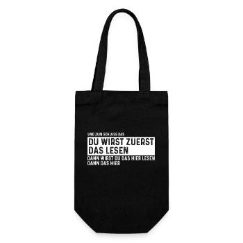 Du wirst zuerst das lesen - Geschenkbeutel für Flaschen - Schwarz - Vorne