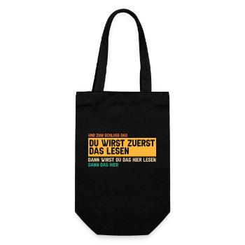 Du wirst zuerst das lesen - Geschenkbeutel für Flaschen - Schwarz - Vorne