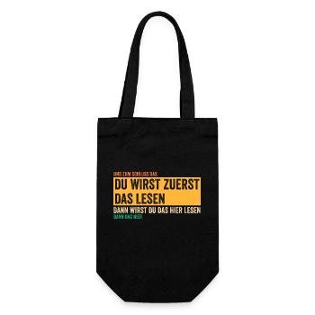 Du wirst zuerst das lesen - Geschenkbeutel für Flaschen - Schwarz - Vorne