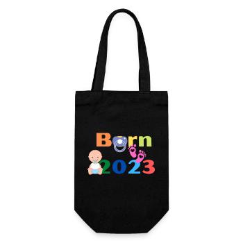 Born 2023 - Geschenkbeutel für Flaschen - Schwarz - Vorne