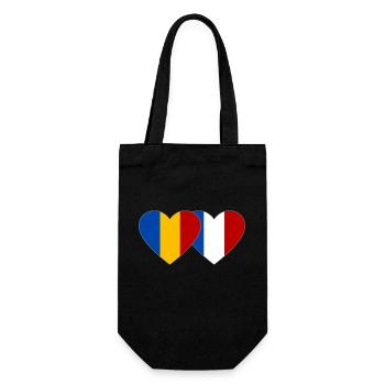 Roumanie France Flag Coeur - Sac à bouteille - noir - Devant