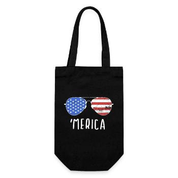 MERICA Sonnenbrille - Lustiges USA - Geschenkbeutel für Flaschen - Schwarz - Vorne