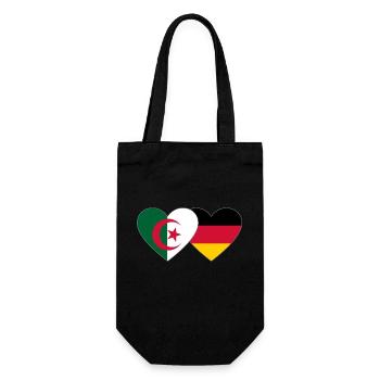 Algerien Deutschland Flagge Herz - Geschenkbeutel für Flaschen - Schwarz - Vorne