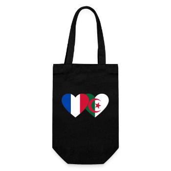 France Algeria Flag Heart - Gift Bag for Bottles - black - Front