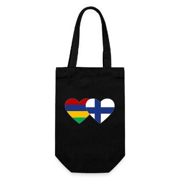 Mauritius Finland Flag Heart - Gift Bag for Bottles - black - Front