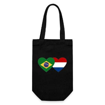 Brazil Holland Flag Heart - Gift Bag for Bottles - black - Front