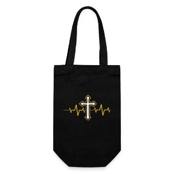 Jesus Herzschlag Christ Gott Religion Kreuz Glaube - Geschenkbeutel für Flaschen - Schwarz - Vorne