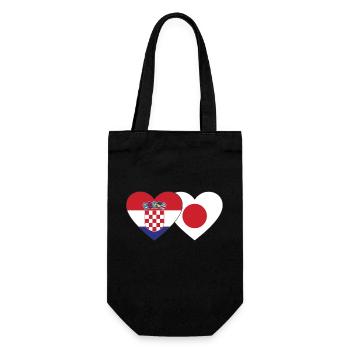 Kroatien Japan Flagge Herz - Geschenkbeutel für Flaschen - Schwarz - Vorne