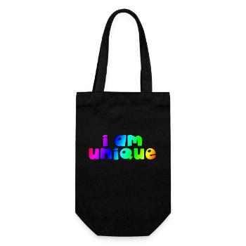 I AM UNIQUE Ich bin einzigartig / rainbow - Geschenkbeutel für Flaschen - Schwarz - Vorne