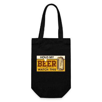 Hold my Beer - Bier Laune - Geschenkbeutel für Flaschen - Schwarz - Vorne