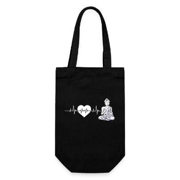Buddha Yoga Herzschlag Hinduismus Meditation - Geschenkbeutel für Flaschen - Schwarz - Vorne