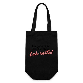 Ich gehe nicht durchs Leben ich reite - Geschenkbeutel für Flaschen - Schwarz - Vorne
