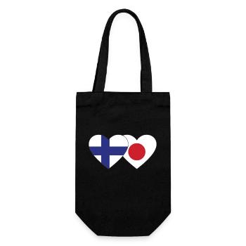 Finnland Japan Flagge Herz - Geschenkbeutel für Flaschen - Schwarz - Vorne
