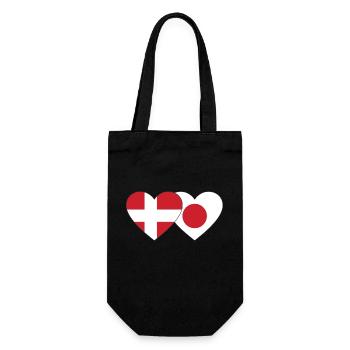 Dänemark Japan Flagge Herz - Geschenkbeutel für Flaschen - Schwarz - Vorne