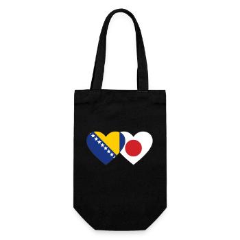 Bosnien Japan Flagge Herz - Geschenkbeutel für Flaschen - Schwarz - Vorne