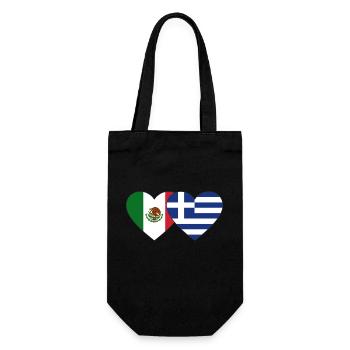 Mexico Greece Flag Heart - Gift Bag for Bottles - black - Front