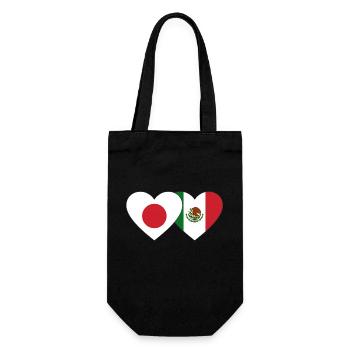 Japan Mexico Flag Heart - Gift Bag for Bottles - black - Front