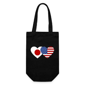 Japan USA Flag Heart - Gift Bag for Bottles - black - Front