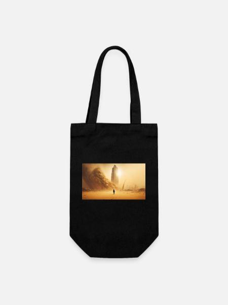 Man walking in sandstorm, generative ai - Gift Bag for Bottles - black