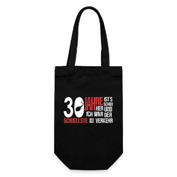 30. Geburtstag - schnellster im Verkehr - Geschenkbeutel für Flaschen - Schwarz - Vorne
