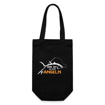 Angler Zubehör Fischen Sportfischen Angel Geschenk - Geschenkbeutel für Flaschen - Schwarz - Vorne