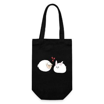 Rabbit and sheep, Easter - Gift Bag for Bottles - black - Front