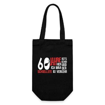 60. Geburtstag - der schnellste - Geschenkbeutel für Flaschen - Schwarz - Vorne
