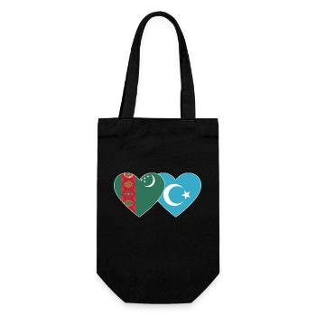 Turkmenistan Uiguren Flagge Herz - Geschenkbeutel für Flaschen - Schwarz - Vorne