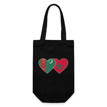 Turkmenistan Uiguren Flagge Herz - Geschenkbeutel für Flaschen - Schwarz - Vorne