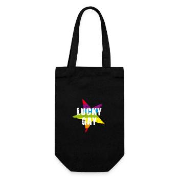 LUCKY GAY - pride - LGBTQ - used look - Stern - Gift Bag for Bottles - black - Front
