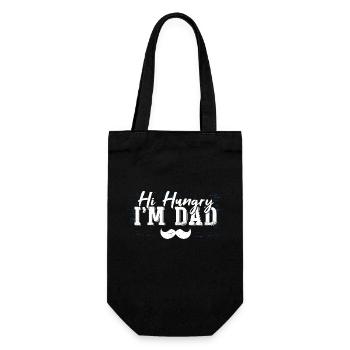 Hallo hungrig, ich bin Papa - Geschenkbeutel für Flaschen - Schwarz - Vorne