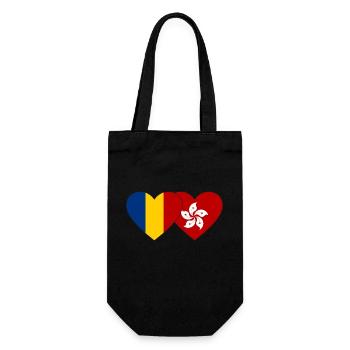 Romania Hong Kong Flag Heart - Gift Bag for Bottles - black - Front